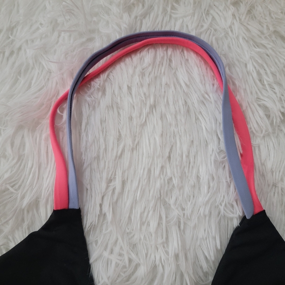 PINK Victoria's Secret Ultimate Halter Black Sports Bra with Multicolor Straps M - Picture 3 of 8